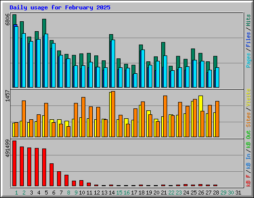 Daily usage for February 2025